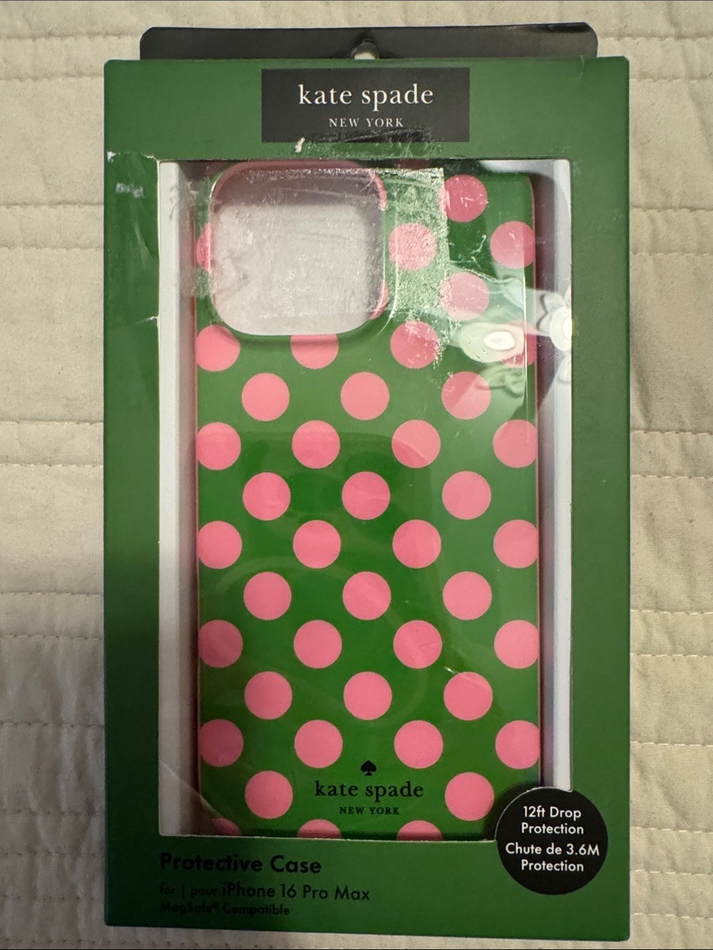 kate spade Green with Pink Polka Dot iPhone Case